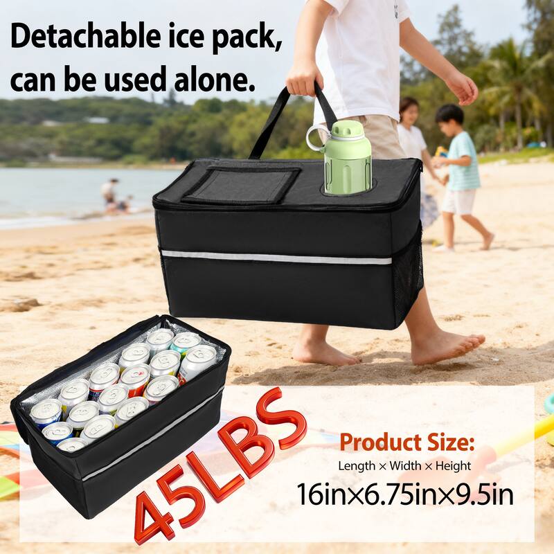 3-in-1 Folding Wagon with Bench Seat & Storage - 500lb Heavy-Duty, 180L Capacity with Ice Pack