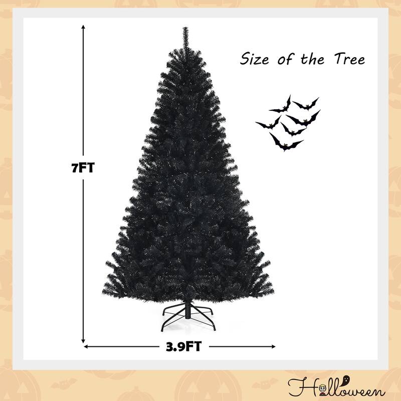 7ft Black Artificial Tree Hinged Halloween Christmas Tree