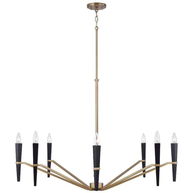 40" W x 27" H 8-Light Chandelier in Aged Brass and Black - 40"W x 27.5"H