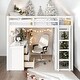 preview thumbnail 1 of 40, Full size Loft Bed with Drawers, Desk and Wardrobe, Space-saving, White White