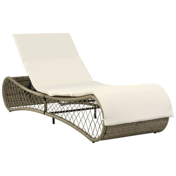 Shop Black Friday Deals On Vidaxl Sun Lounger With Cushion Poly Rattan Gray 78 7 X 25 6 X 14 6 Overstock 28357927