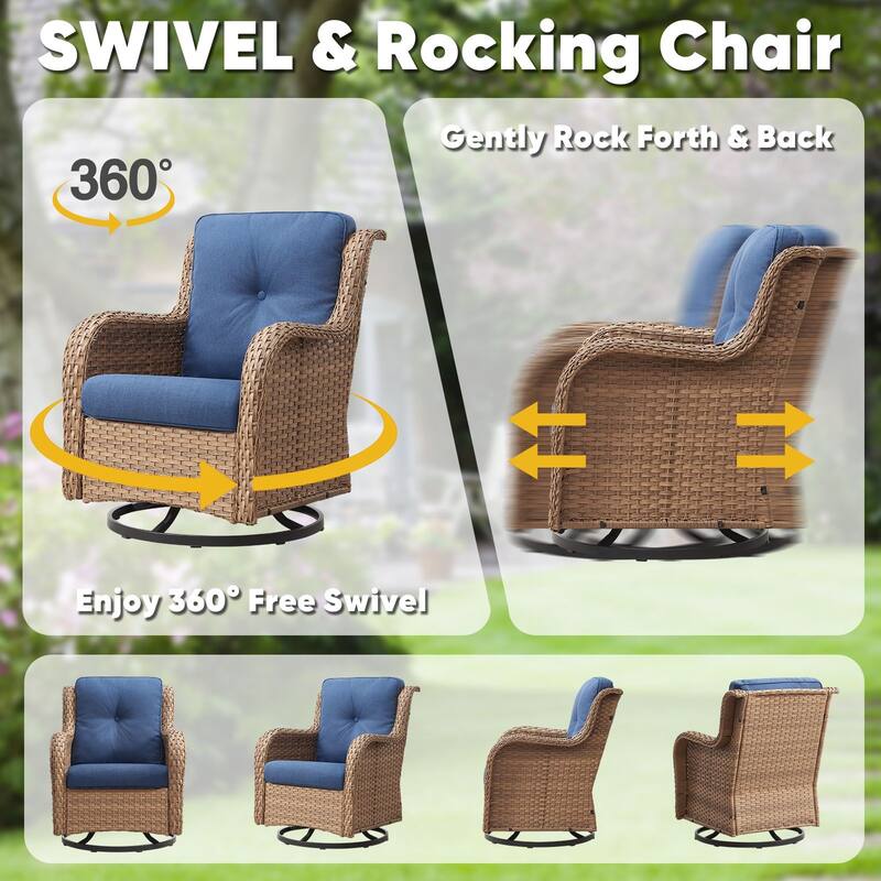 Gymojoy Wicker Swivel Glider Chair with Water-Resistant Olefin Cushions
