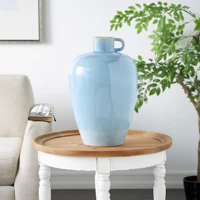 Blue Ceramic Ombre Decorative Vase with Unique Texturing