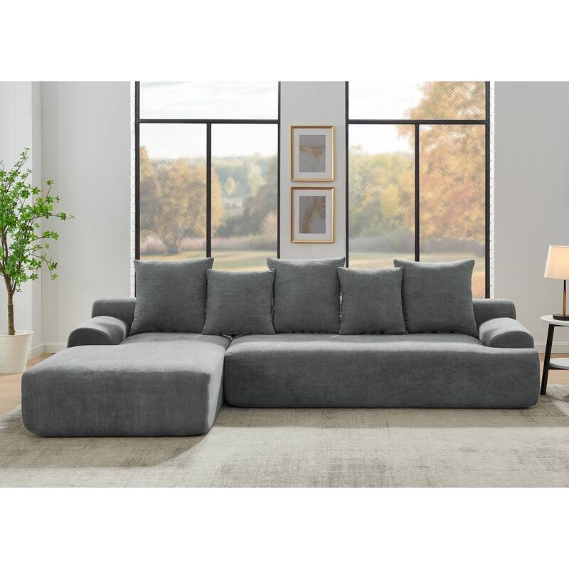 Versatile Modular Sectional Sofa for Various Spaces with Soft Velvet Upholstery - Grey