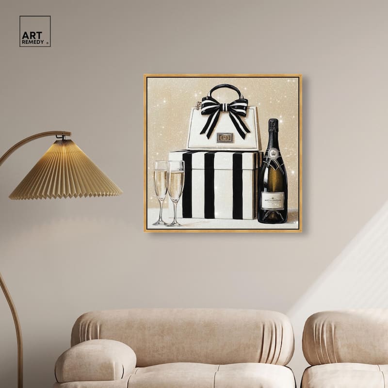 Black and White Striped Glam Canvas by Art Remedy