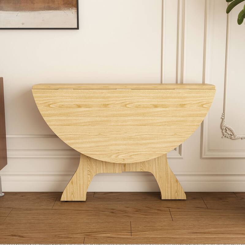 Roomfitters 43 Inch Folding Dining Table for Small Spaces, Space Saving Drop Leaf Kitchen Table