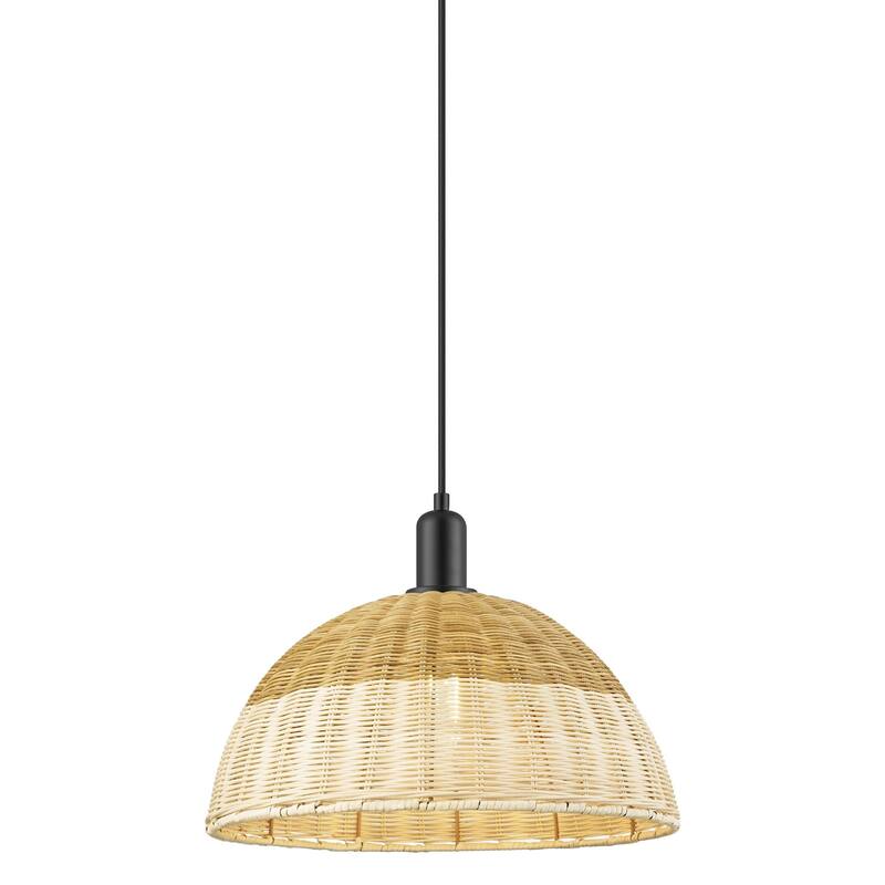 Innovations Lighting 716-1P-16-16 Natural Ballston Dome Pendant - Matte Black / Natural
