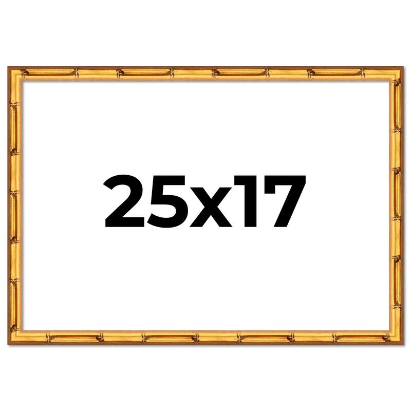 25x17 Frame Gold Bamboo Picture Frame Modern Photo Frame Includes UV Acrylic Shatter Guard Front Acid Free Foam Backing Board