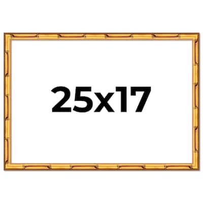 25x17 Frame Gold Bamboo Solid Wood Picture Frame | 1 Inch Moulding