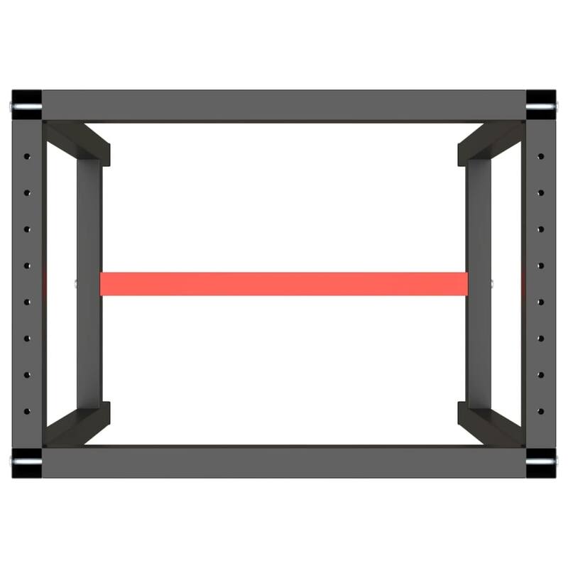 vidaXL Work Bench Frame Matte black and matte red Powder-coated metal - 19.7 x 27.6 x 31.1 in