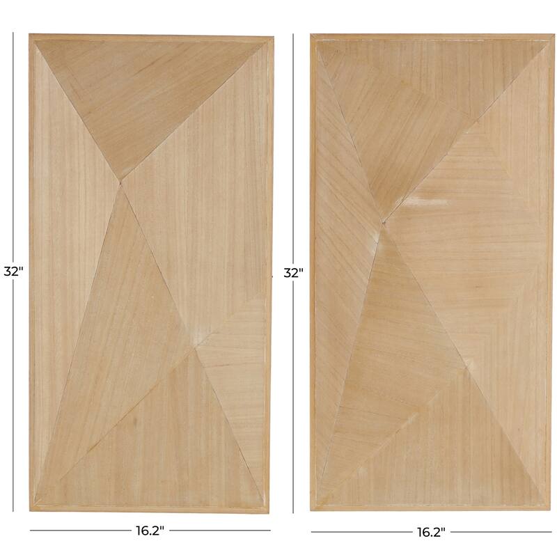 Wood Geometric 3D Home Wall Decor - Set of 2 Brown - Roche River Decor