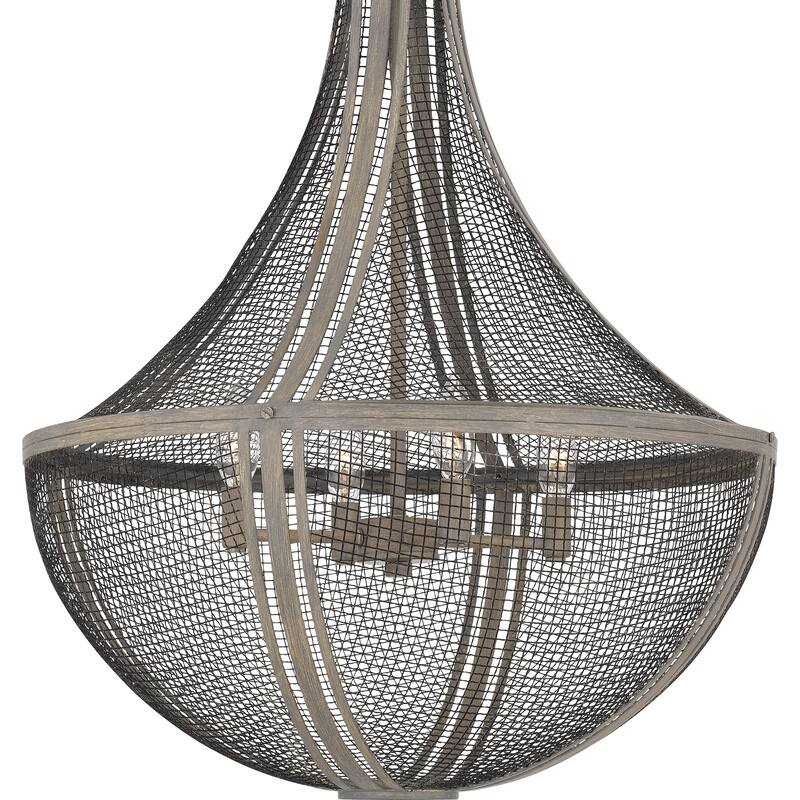 Hallie 4-Light Distressed Grey Wood Pendant Light