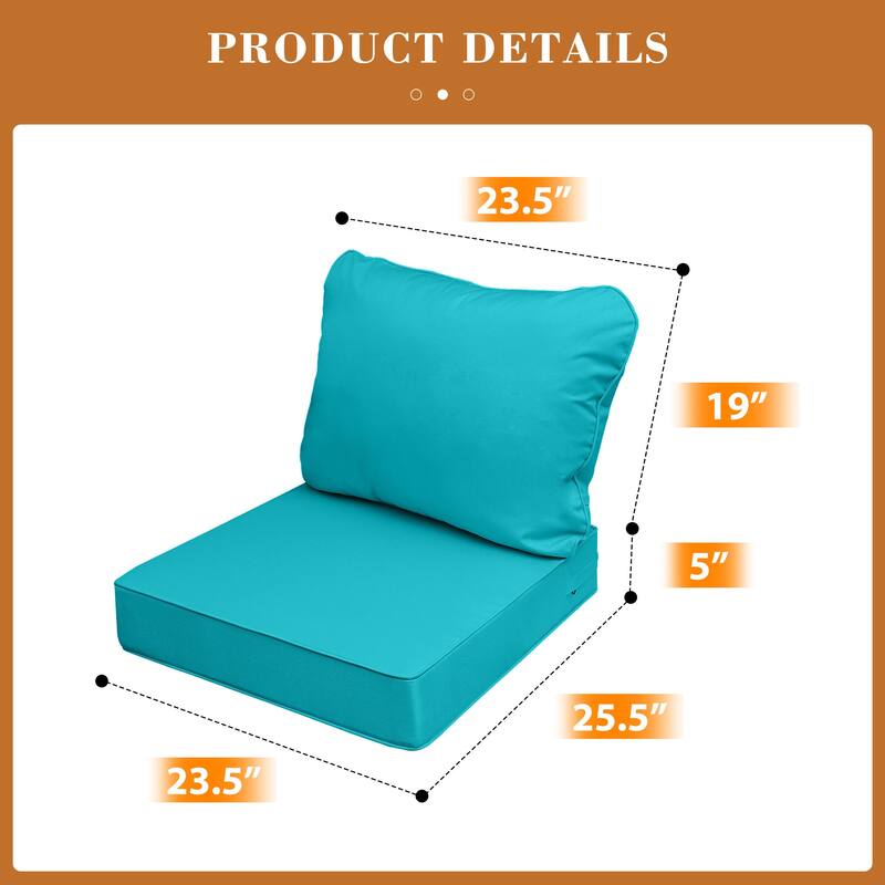 Waterproof Outdoor Deep Seat Cushion Set for Patio Furniture and Chairs