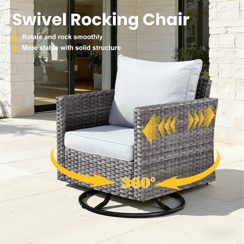 XIZZI 10-Piece Outdoor Furniture Sectional Swivel Chair Set