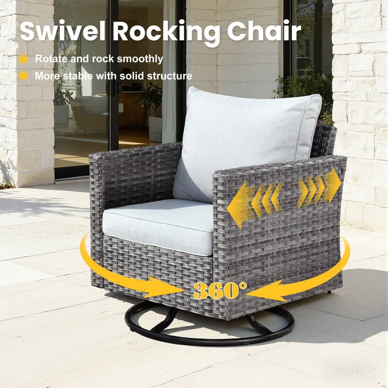 XIZZI 11-Piece Outdoor Furniture Wicker Patio Chair Set with Fire Table