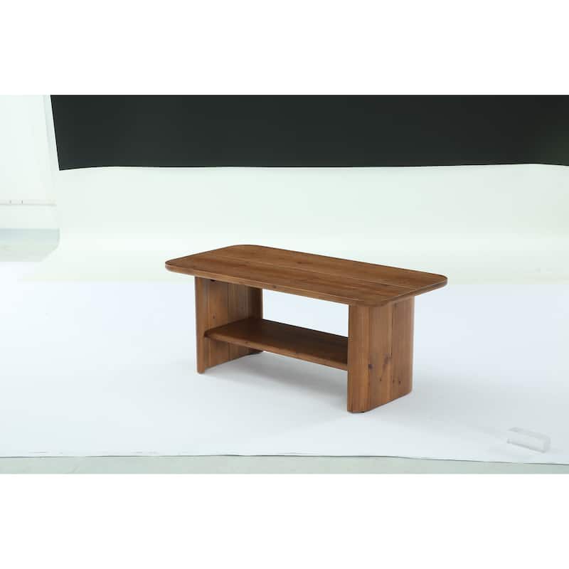 2 Tier Farmhouse Solid Wood Coffee Table for Living Room