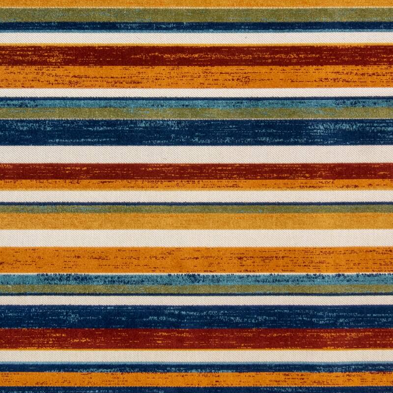 Gertmenian Fosel Muxia Red Multi Modern Stripe High-Low Indoor/ Outdoor Area Rug