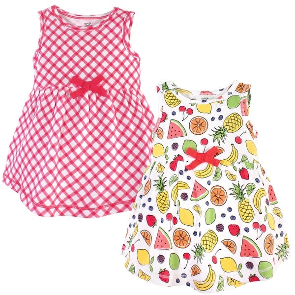 slide 1 of 1, Touched by Nature Toddler Girl Organic Cotton Sleeveless Dresses 2pk, Fruit 2T - Baby Toddler Fruit Sleeveless