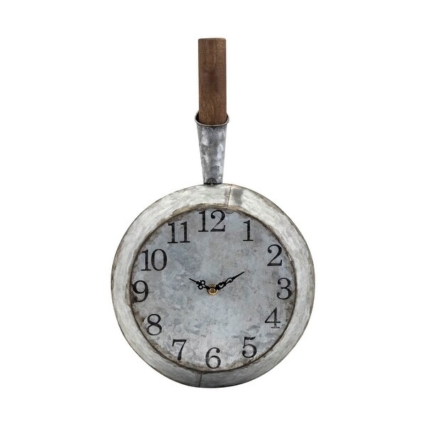 IMAX Home 17165 19" x 10.5" Frye Galvanized Iron Analog Wall Clock - Gray