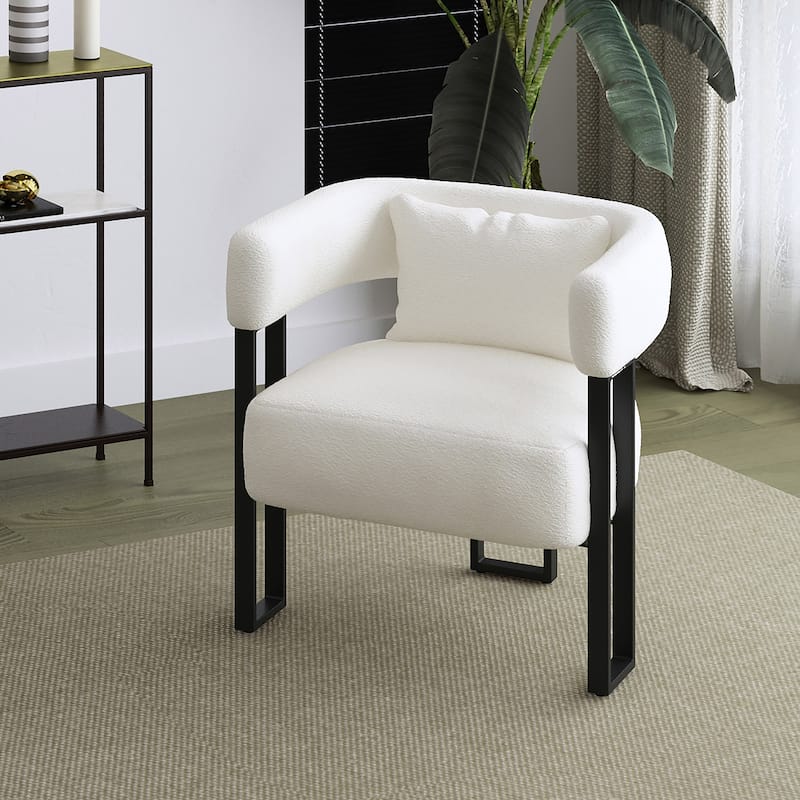 Contemporary Boucle Fabric Accent Chair