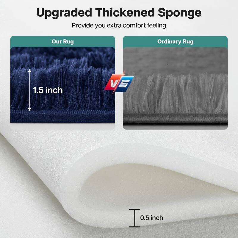 Living Room Bedroom Super Soft Pile Area Rug, Modern Shaggy Rugs, Non-Slip Pile Rugs for Kids