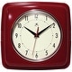 preview thumbnail 52 of 63, Infinity Instruments Retro 9.25-inch Square Wall Clock - 9.25 x 1.875 x 9.5 Retro Red