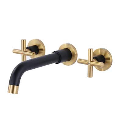 WOWOW Wall Mount Double Handle Bathroom Faucet