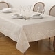 preview thumbnail 1 of 4, Embroidered Swirl Design Natural Linen Blend Tablecloth 67 x 104