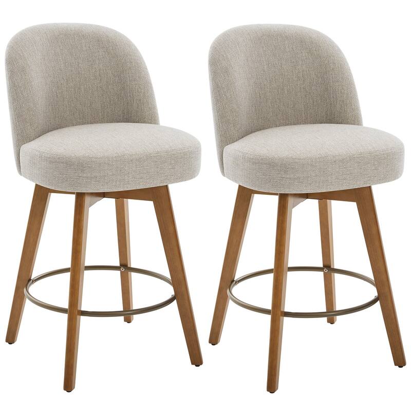 26" Upholstered Swivel Counter Stool With Solid Wood Frame - 37.8"H x 19.7"W x 23.2"D