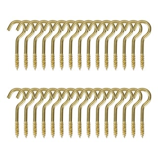 Brass Screw Hooks, J-Hook Cup Hooks Screw-in Hooks for Hanging Plants Mug  Cup, Decorative Bell Gold (Qty : 12)