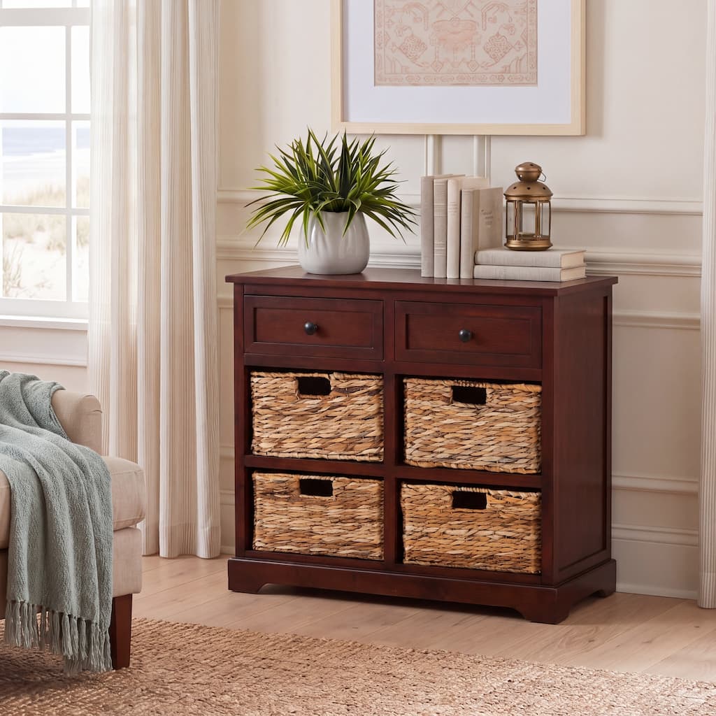SAFAVIEH Cape Cod 6-Drawer Dark Cherry Storage Unit - 29.9" x 13" x 27.6"