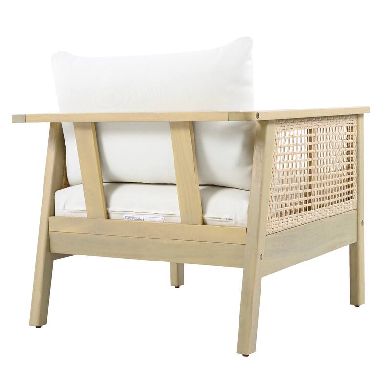 Christopher Knight Home - Outdoor Acacia Wood & PE Wicker Club Chair with Detachable Cushion