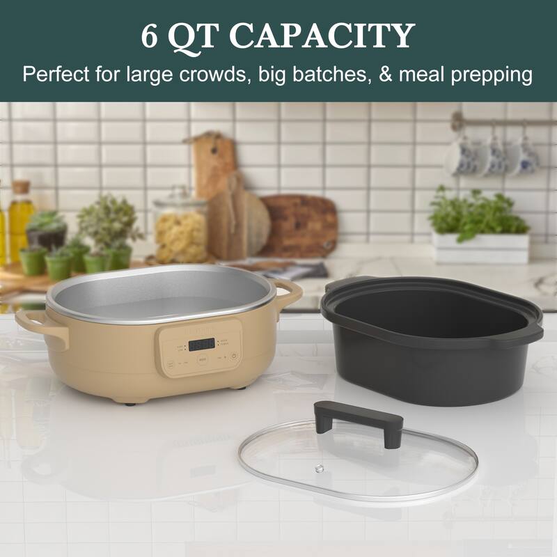 Magnifique 6 QT Versatile Programmable Slow Cooker for Dishwasher Safe
