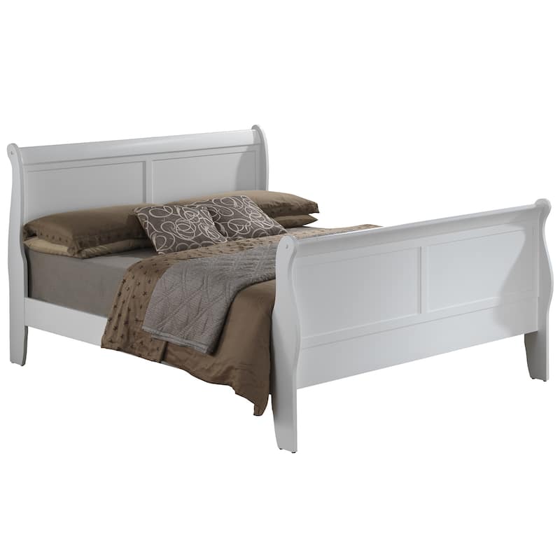 Wooden Sleigh Full Platform Bed - 90" - White