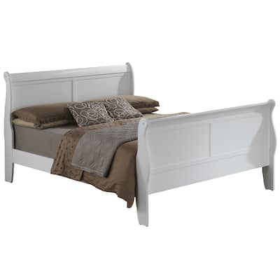 Wooden Sleigh Full Platform Bed - 90" - White