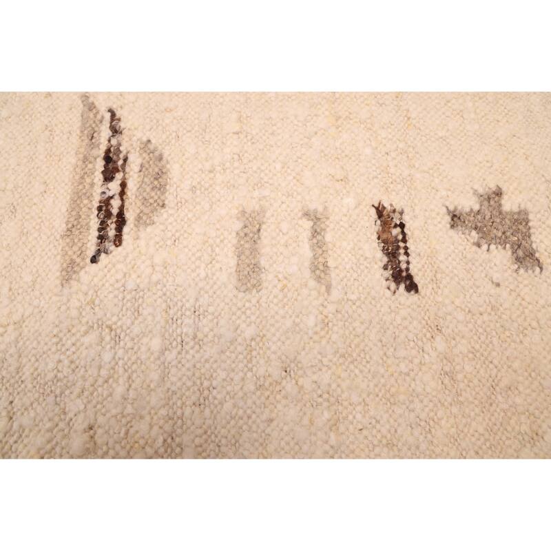 ECARPETGALLERY Flat-Weave Marrakech Cream Wool Kilim - 5'2 x 7'8