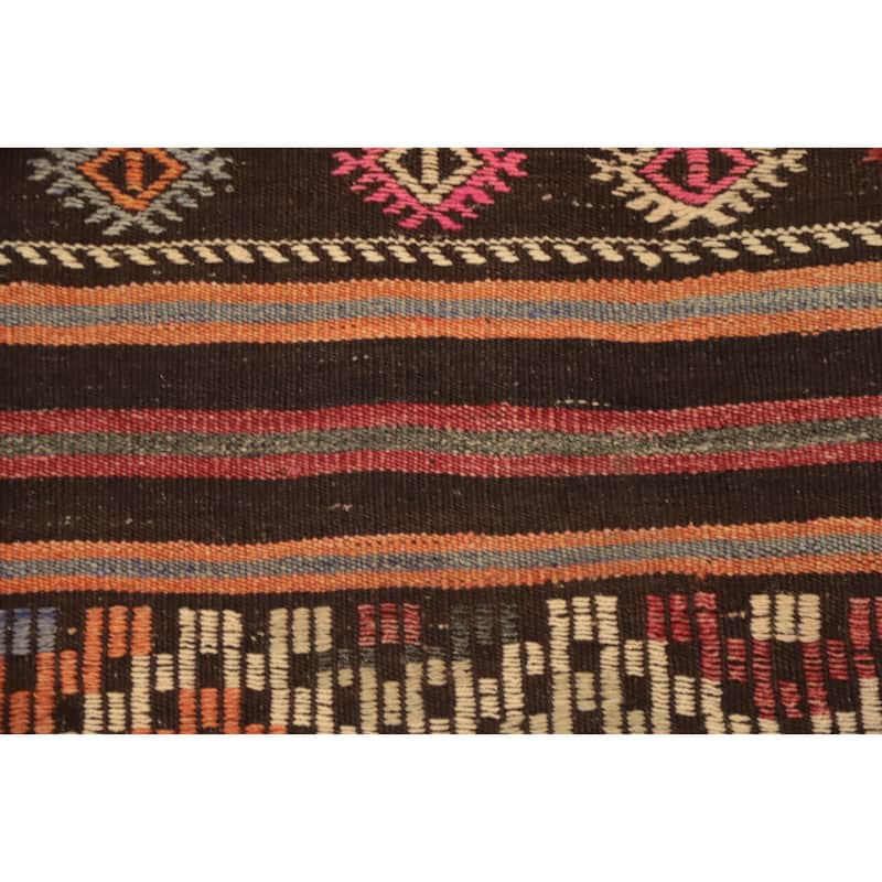 Hand Woven Oriental 100% Wool Carpet Southwestern Tribal Multi-Colored Kilim Area Rug - 9' 3'' X 7' 1''
