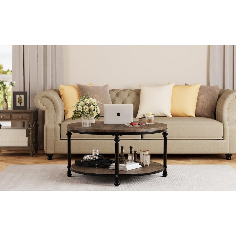 Round Coffee Table 30.31" Industrial Center Table