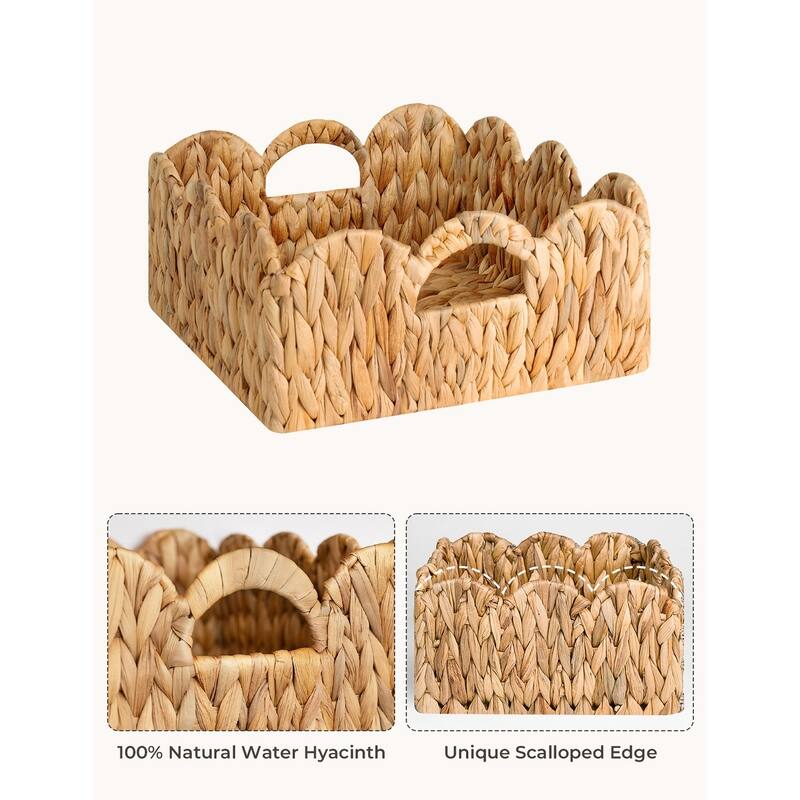 StorageWorks 2-pack Scalloped Edge Wicker Storage Baskets with Built-in Handles