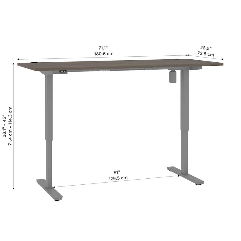 Bestar Upstand 72W x 30D Electric Height-Adjustable Standing Desk