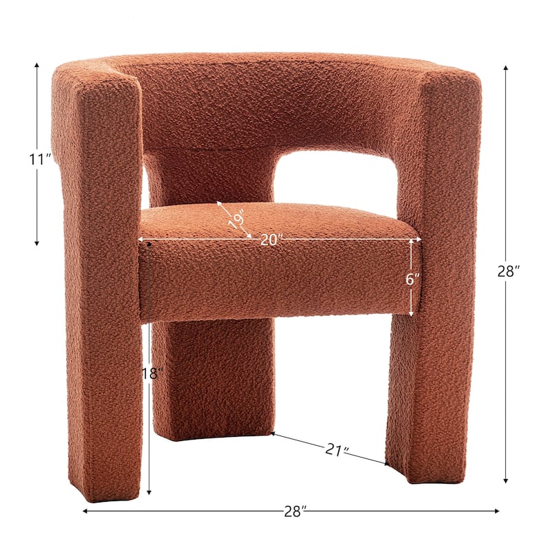 KINWELL 28" Wide Boucle Upholstered Square Armchair