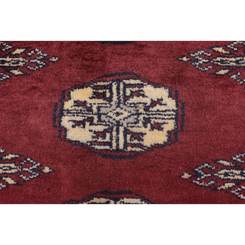 Tribal Bokhara Morris Maroon/Gray Hand Knotted Wool Rug - 3'0'' x 5'0''