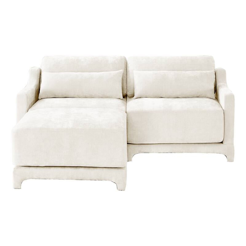 73.2" Chenille 2-Seater Sofa with Ottoman, 2 Pillows & Solid Wood Frame