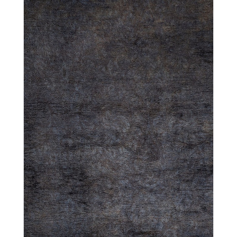 Overton Hand Knotted Wool Vintage Inspired Modern Contemporary Overdyed Gray Area Rug - 6' 2" x 9' 3"