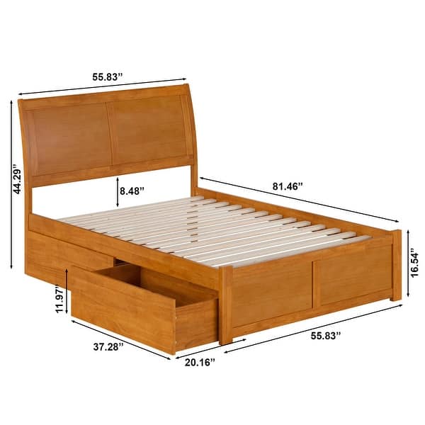 dimension image slide 7 of 8, Portland Platform Bed with Footboard and Storage Drawers