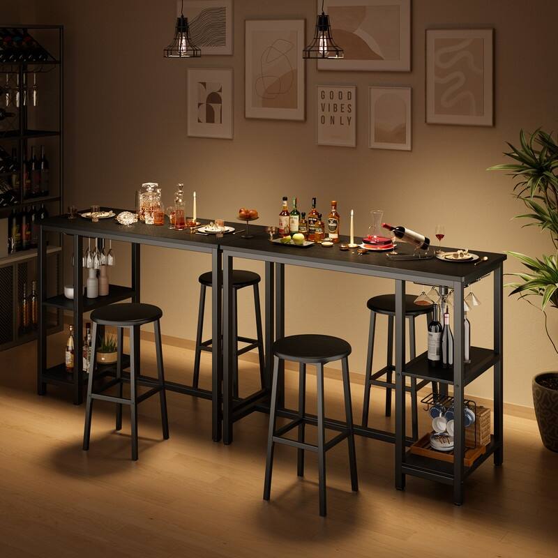 Bar Table Set with 2 Stools for Breakfast Nook, Dining Room, Living Room, Kitchen, Dining Hall