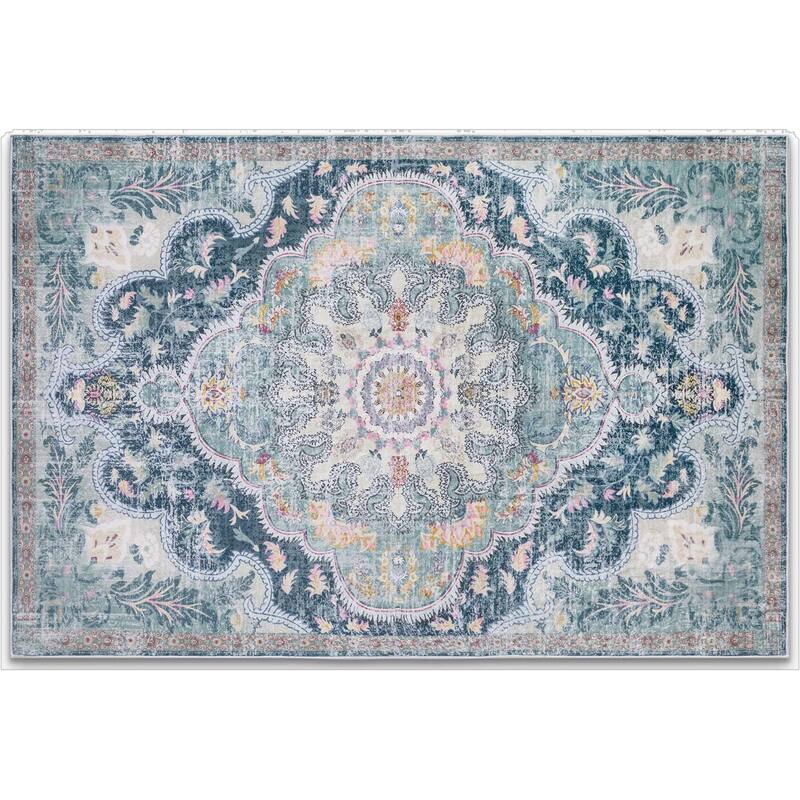 HomeRoots Medallion Traditional Rectangle Area Rug - 4' X 6'
