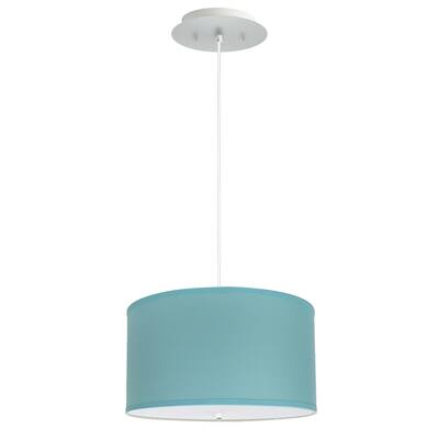 18" W 2 Light Pendant Island Paridise Blue Shade with Diffuser, White Cord