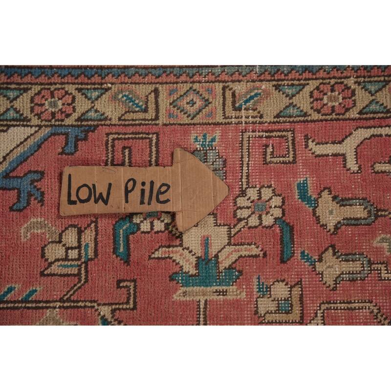 Pink Geometric Tabriz Persian Area Rug Hand-Knotted Wool Carpet - 9'7"x 12'7"