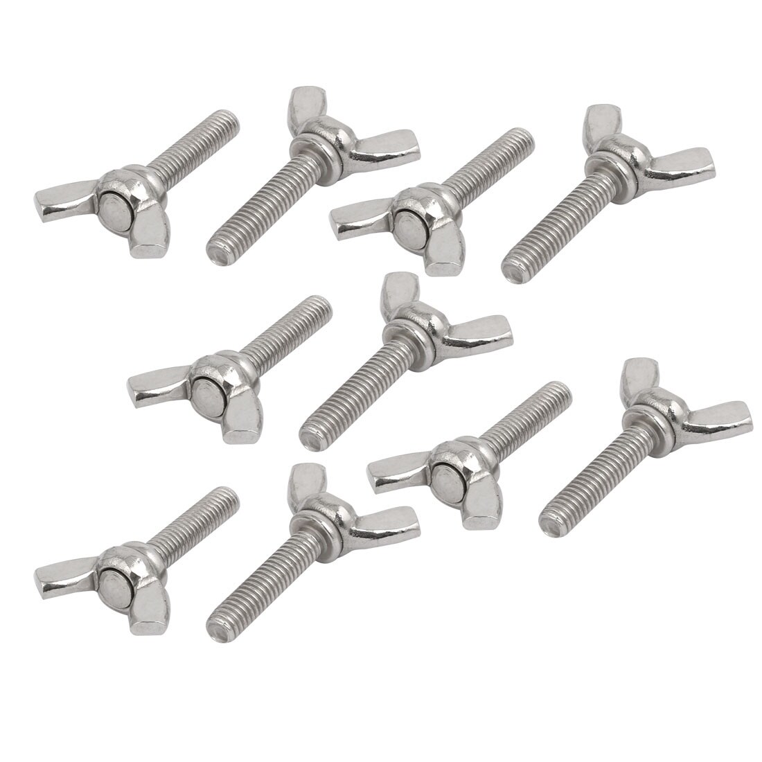 M6x25mm 1mm Pitch 201 Stainless Steel Wing Bolt Butterfly Screw